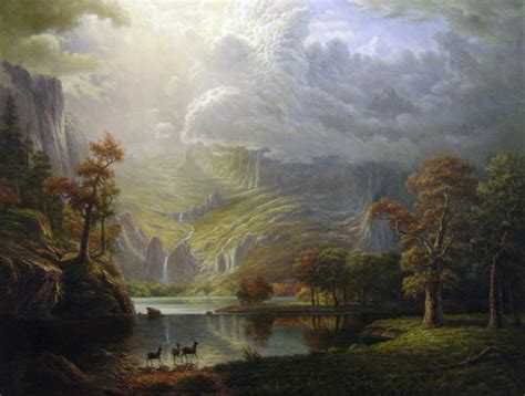 A Sierra Nevada Morning Painting by Albert Bierstadt Reproduction ...