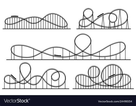 Roller coaster silhouette amusement park Vector Image