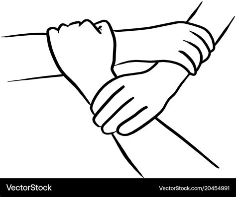 Three human join hands together background Vector Image