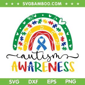 Rainbow Puzzle Autism Awareness SVG PNG