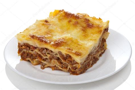 Classic lasagna bolognese isolated Stock Photo by ©duskbabe 5043188