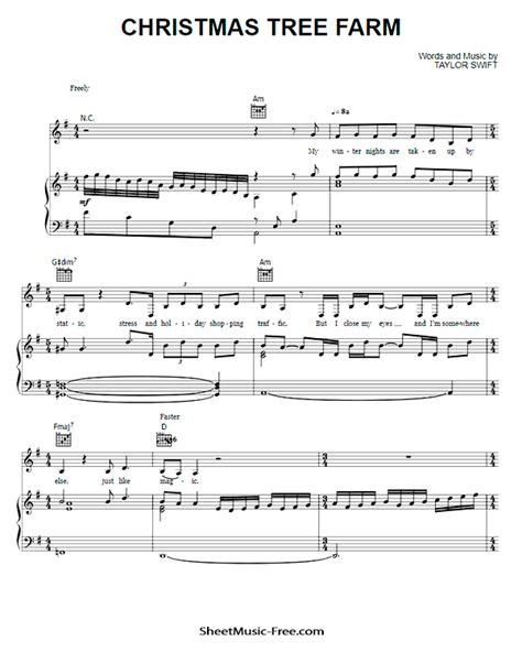 Christmas Tree Farm Sheet Music Taylor Swift - ♪ SHEETMUSIC-FREE.COM