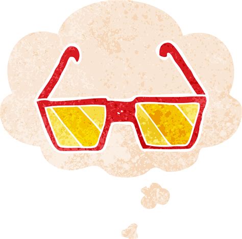 cartoon glasses and thought bubble in retro textured style 8838066 Vector Art at Vecteezy