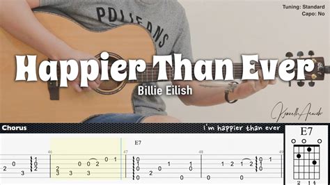 Happier Than Ever - Billie Eilish | Fingerstyle Guitar | TAB + Chords ...