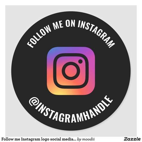 Follow me Instagram logo social media marketing Classic Round Sticker ...