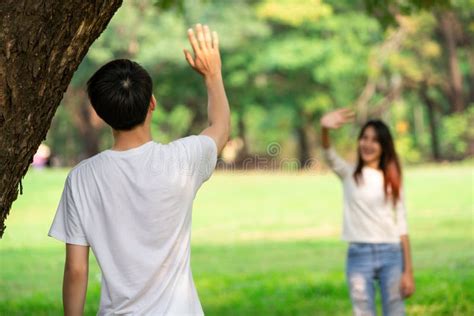 People Greeting or Saying Goodbye by Waving Hands. Stock Image - Image of couple, people: 192277653