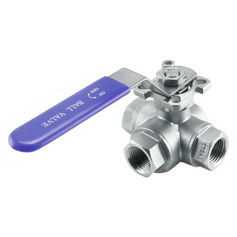 Stainless Steel 3-Way Ball Valve - 1/2" FPT (L Type Design)