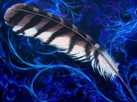 Red Tailed Hawk Feather Large Original Painting for Home or Office - Etsy