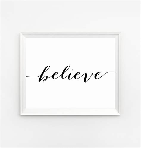 Believe Wall Art Quote Wall Art Believe Print Wall Art