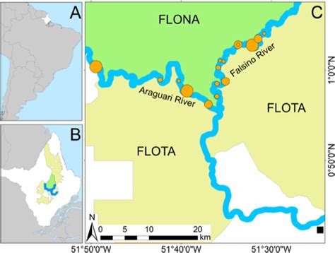 Study area. (A) State of Amapá in Brazil. (B) Location of the study... | Download Scientific Diagram