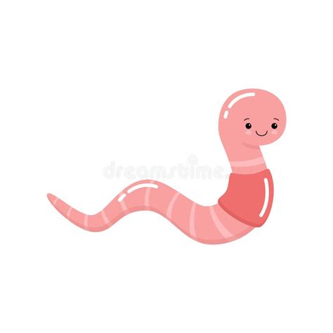 Cute Funny Worm with Emotion on His Face Isolated on White Background ...