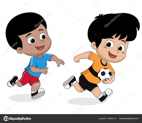 Boy playing football with friends. Stock Vector Image by ©eempris ...