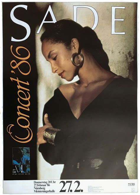 Sade 1986 Nürnberg | Concert posters, Sade concert, Rock posters