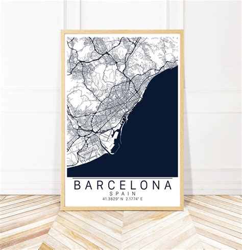 Barcelona Map Art Print Map of Barcelona Spain City Art Framed Unframed ...