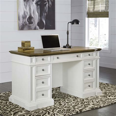 Home Styles Americana Pedestal Computer Desk in White - 5002-18