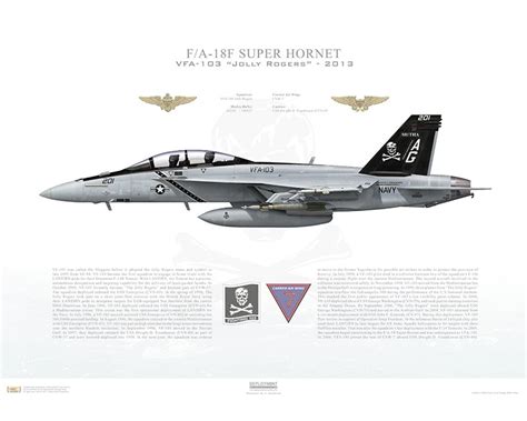 Aircraft profile print of F/A-18F Super Hornet VFA-103 Jolly Rogers ...