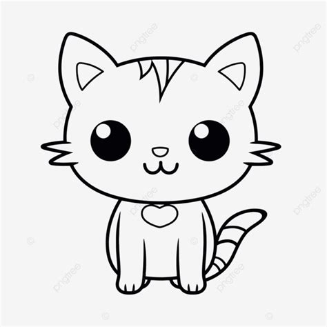 Cute Cat Coloring Pages Image Of Cute Cat Coloring Page Outline Sketch Drawing Vector, Cat ...