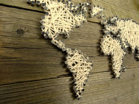 World Map Wall Decal String Art Map Reclaimed Wood Art - Etsy