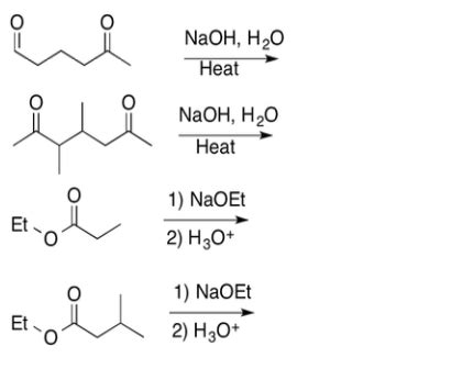 Solved NaOH, H20 Heat O NaOH, H20 Heat 1) NaOEt 2) H3O+ 1) | Chegg.com