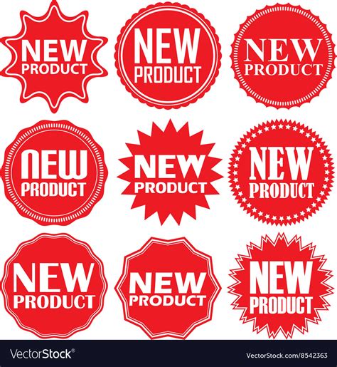 New product signs set sticker Royalty Free Vector Image