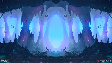 Underwater (Fantasy Cave Landscape / Symmetry Art) by AcidifyArt on DeviantArt