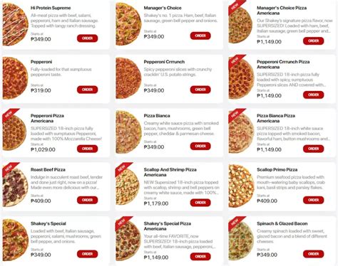 Shakey’s Philippines Menu Prices 2024