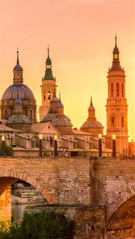 Cathedral-Basilica of Our Lady of the Pillar at sunset - Zaragoza ...