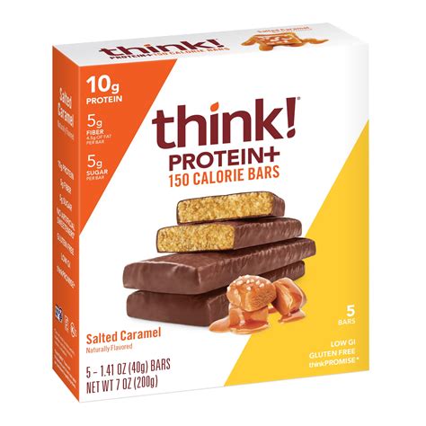 think! Protein + 150 Calorie Bar, Salted Caramel, 10g Protein, Gluten ...