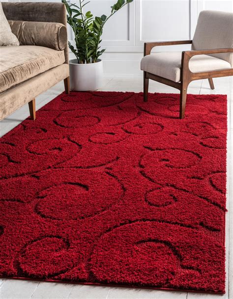 Red 8' x 10' Floral Shag Rug | eSaleRugs