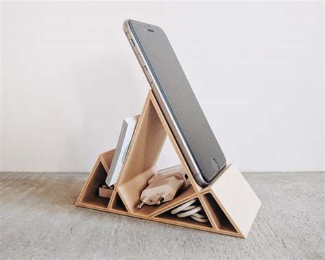 Handmade Wooden Minimal Geometric Desk Organizer | Gadgetsin