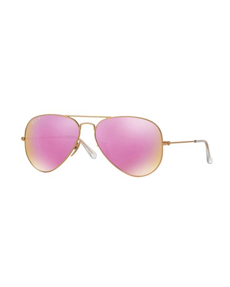 Ray-Ban Mirrored Polarized Metal Aviator Sunglasses, Pink Pattern | Neiman Marcus