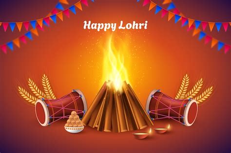 Free Vector | Realistic background for lohri festival celebration