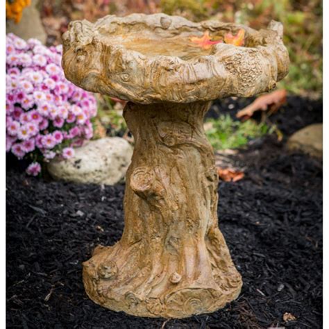 Athena Garden Cast Stone Log Bird Bath | Bird bath, Rustic bird baths ...