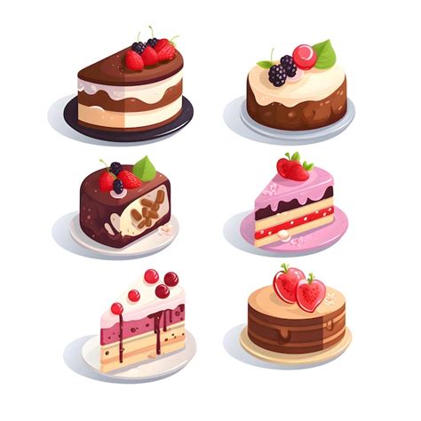 Premium AI Image | Set of different cakes with berries Vector ...