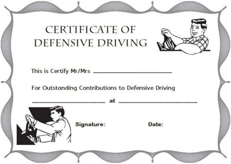 Defensive driving certificate template