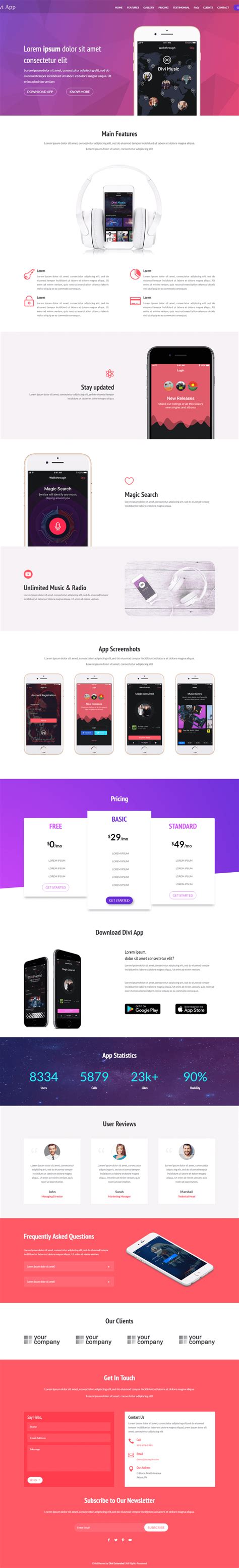 Divi App - Single Page Divi Mobile App Child Theme by Divi Extended