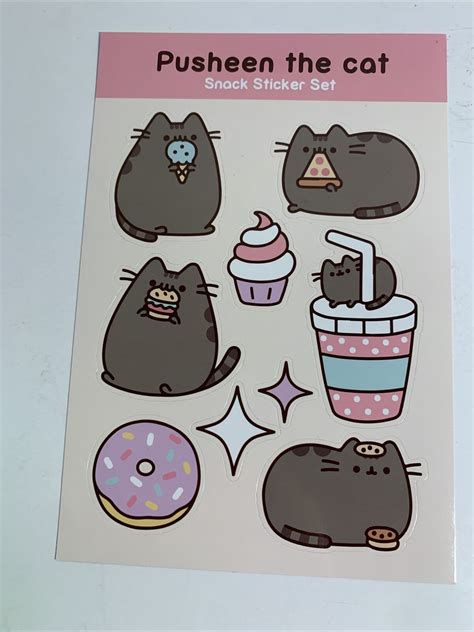 Pusheen Cat Stickers From Second Pusheen Box Food Theme 1 Sheet 9 Per Sheet in 2022 | Pusheen ...