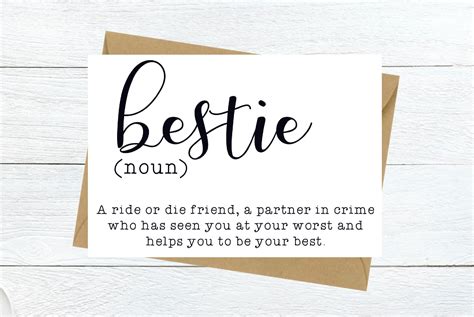 Printable Dictionary Bestie Card Calligraphy Gift for Best - Etsy ...