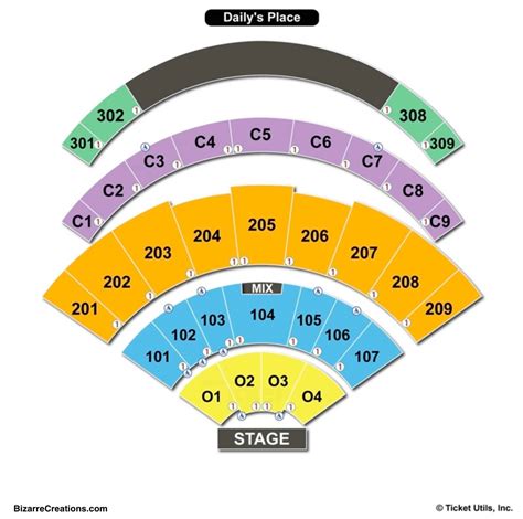 Dailys Place Seating Chart With Seat Numbers