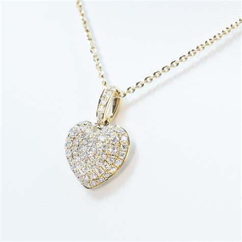 14K Yellow Gold Natural Diamond Heart Necklace