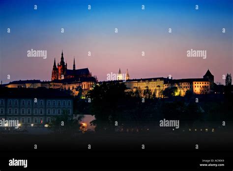 Prague Castle at Night Stock Photo - Alamy