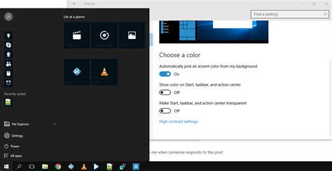 Change color of text in Windows 10 start menu - Microsoft Community