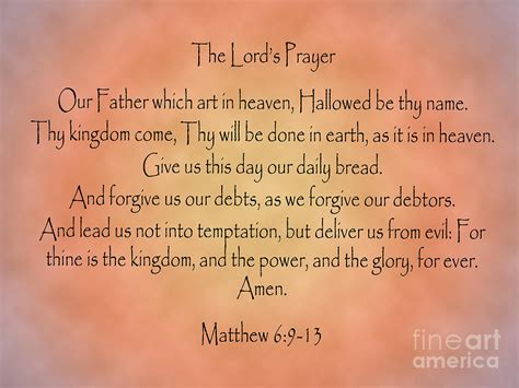 The Lords Prayer Matthew Bible Verse Digital Art by Angela Sullivan