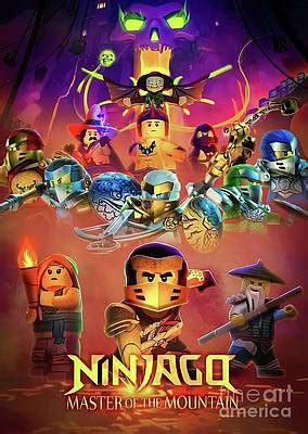 the lego movie poster for ninjago and master of the mountain, with many characters