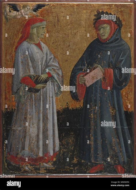 . English: Dante and Petrarch . 14th-15th century. Dante petrarca Stock Photo - Alamy