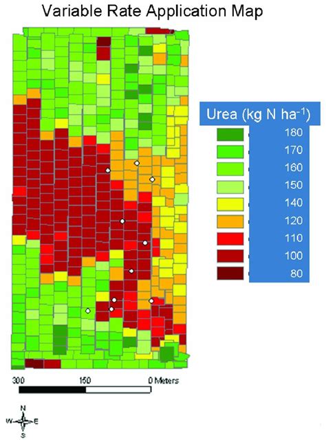 Example of a zoning map, where N fertilizer applied is presecribed for... | Download Scientific ...