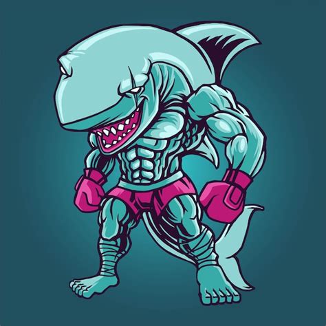 Premium Vector | Boxing shark fighter