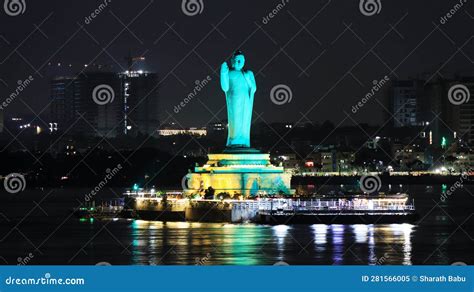 Buddha Statue in Hussain Sagar Lake Stock Image - Image of view ...