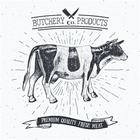 Vintage Butcher Shop Emblem For Meat Products And Logos Vector, Beef Cuts, Grill, Chuck PNG and ...