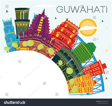 Guwahati India City Skyline Color Buildings Stock Vector (Royalty Free ...